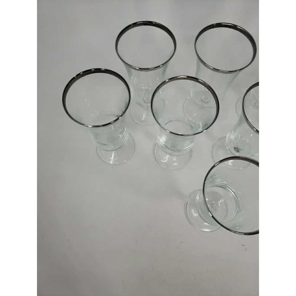 French Crystal Platinum Rim Cocktail or Dessert Parfait Glasses Marked France